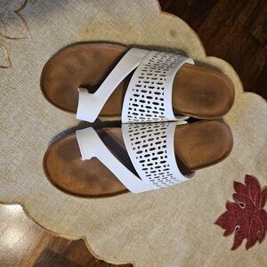 BareTraps White and Brown Sandals